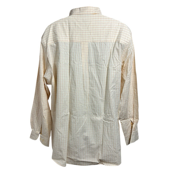Men's Club Room Button Down Shirt Sz XXL Light Yellow Grid Long-Sleeve Cotton - Picture 4 of 5